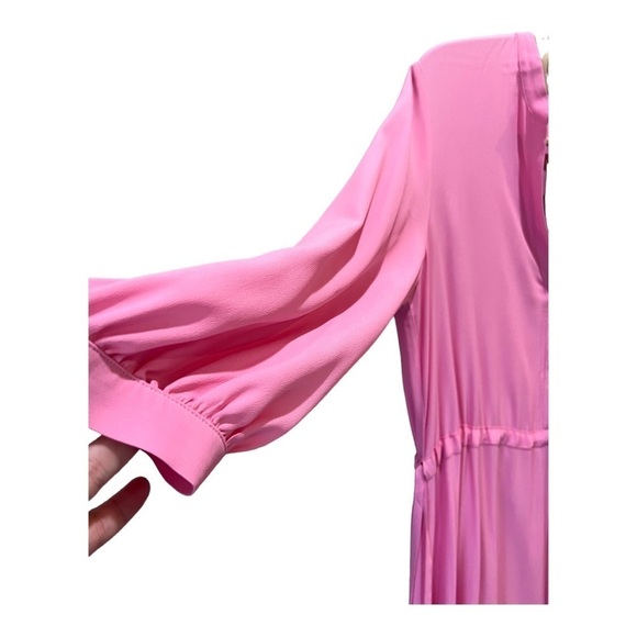 Marella MaxMara Italian Silk Blend Petal Pink Tiered Ruffle MIDI Robe Dress 10 - Picture 10 of 16